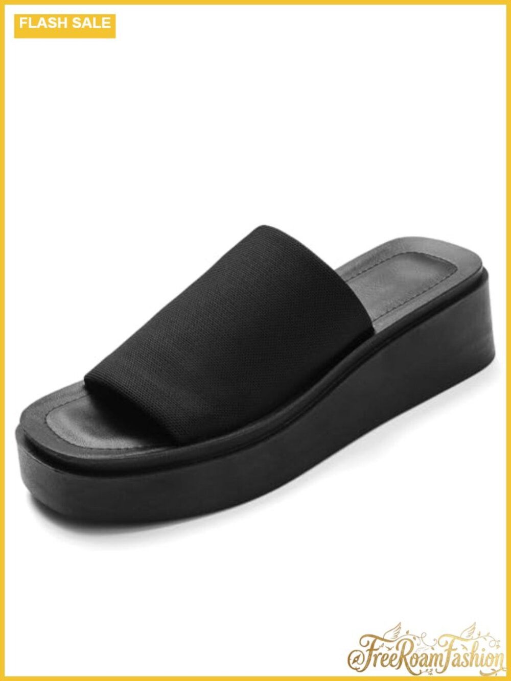 Memory Foam Platform Slide Sandals Stretchy Slip On Women